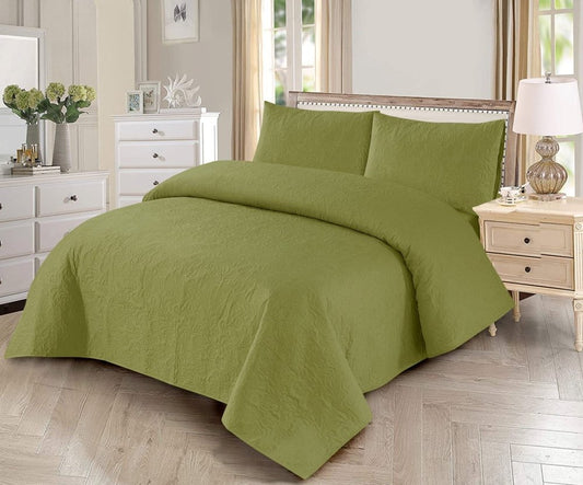 3pcs BEDSPREAD Set (Light Filling) - Parrot Green - Zaraish.com