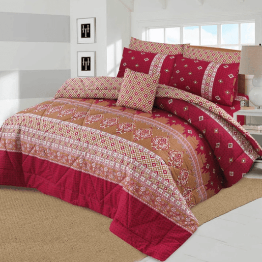 6pcs Summer Comforter Set (Light Filling) - Laal - Zaraish.com