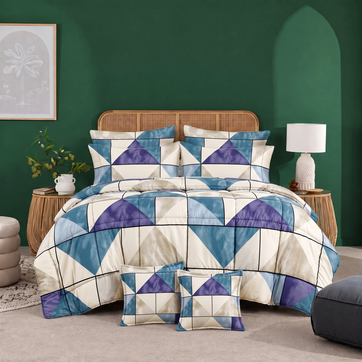 Blue Tukri - 8pcs Premium Comforter Set