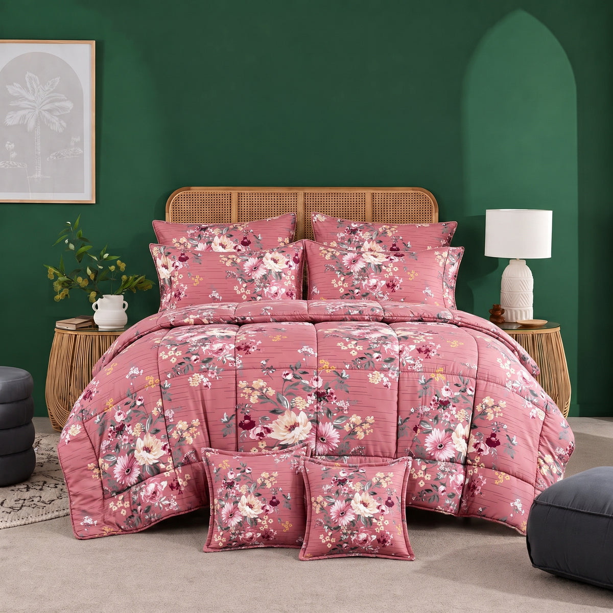 TEA FLOWER - 8pcs Premium Comforter Set