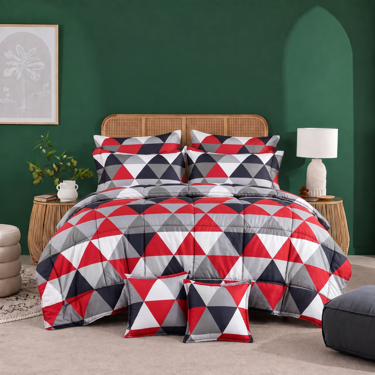 Red Tukri - 8pcs Premium Comforter Set