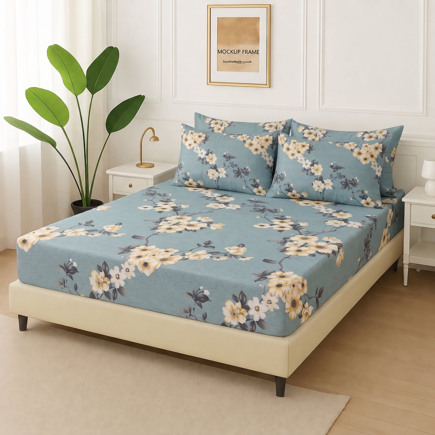 Willow Crest - Fitted Bedsheet With 4 Pillow Covers
