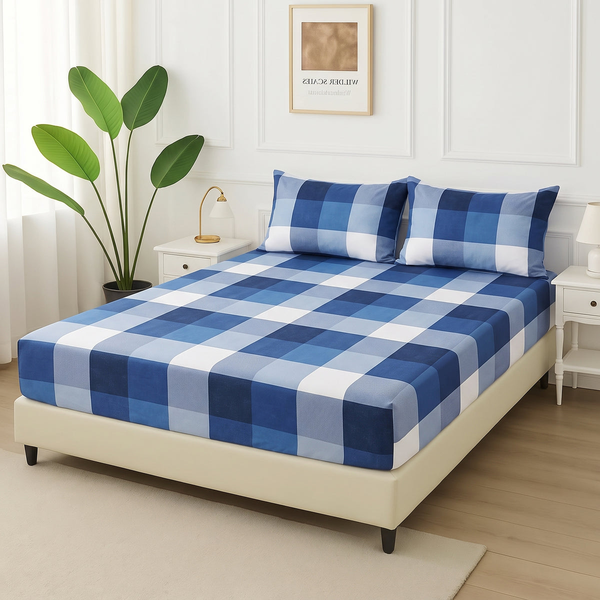 Blue Marina Check - Fitted Bedsheet Set