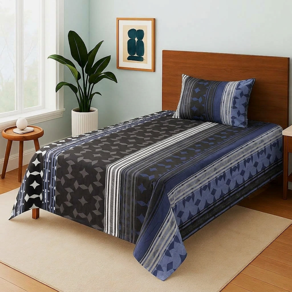 Midnight Panel Grid - Single Bedsheet Set