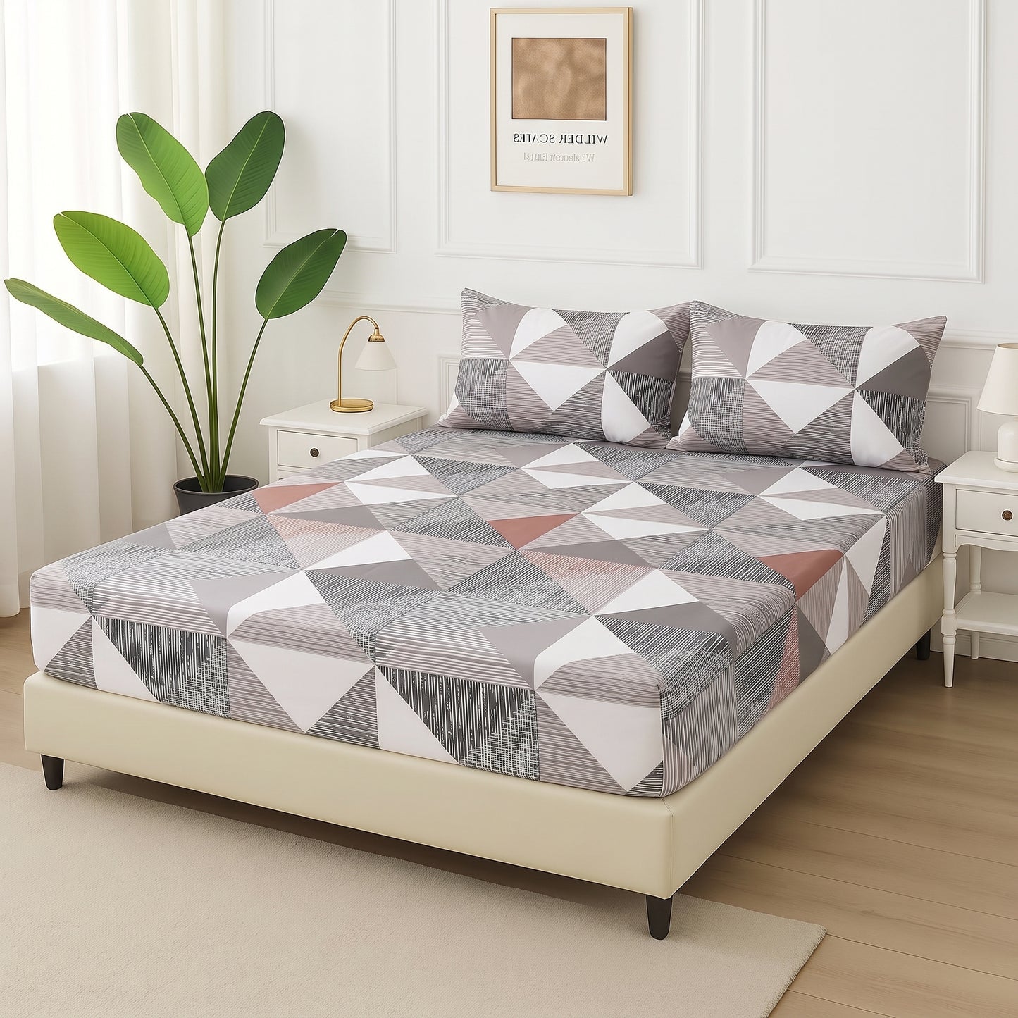 Urban Grey Geometric - Fitted Bedsheet Set