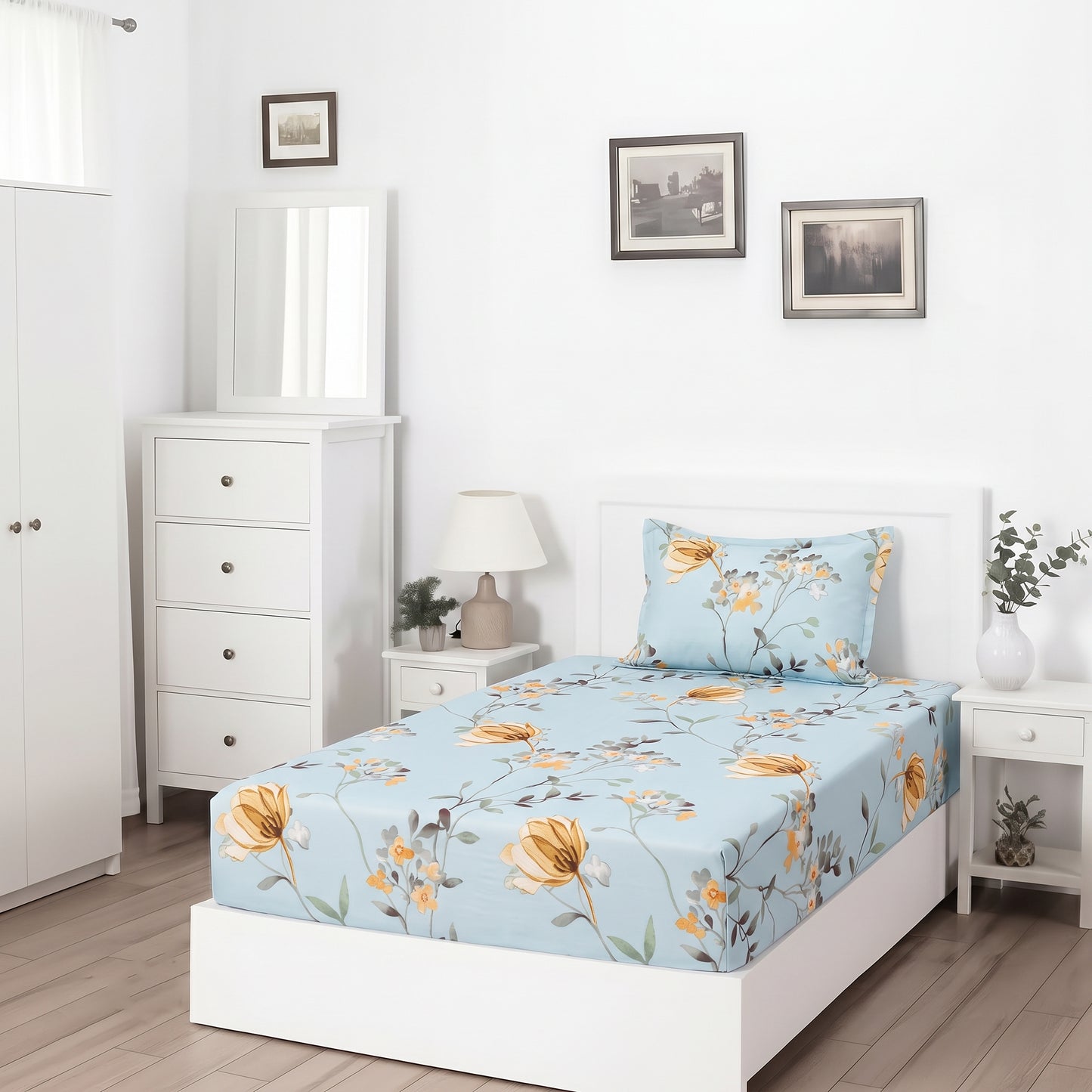 Skyline Flora - SINGLE Fitted Bedsheet Set