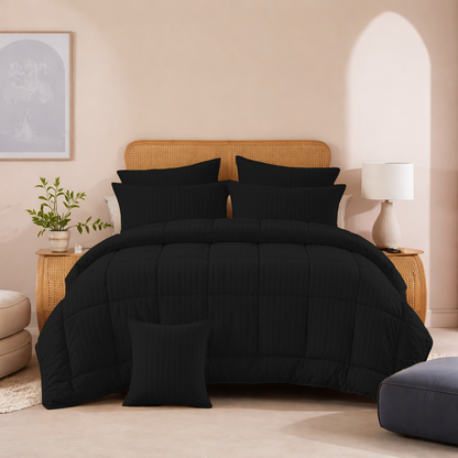 Black stripe- Premium 6pcs Comforter Set