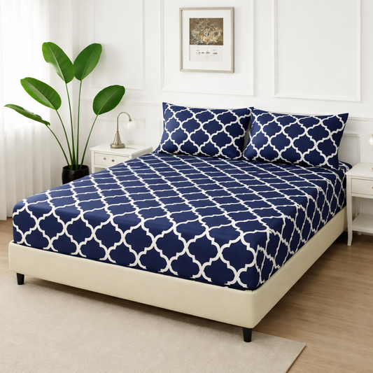 Blue Check -Fitted Bedsheet Set