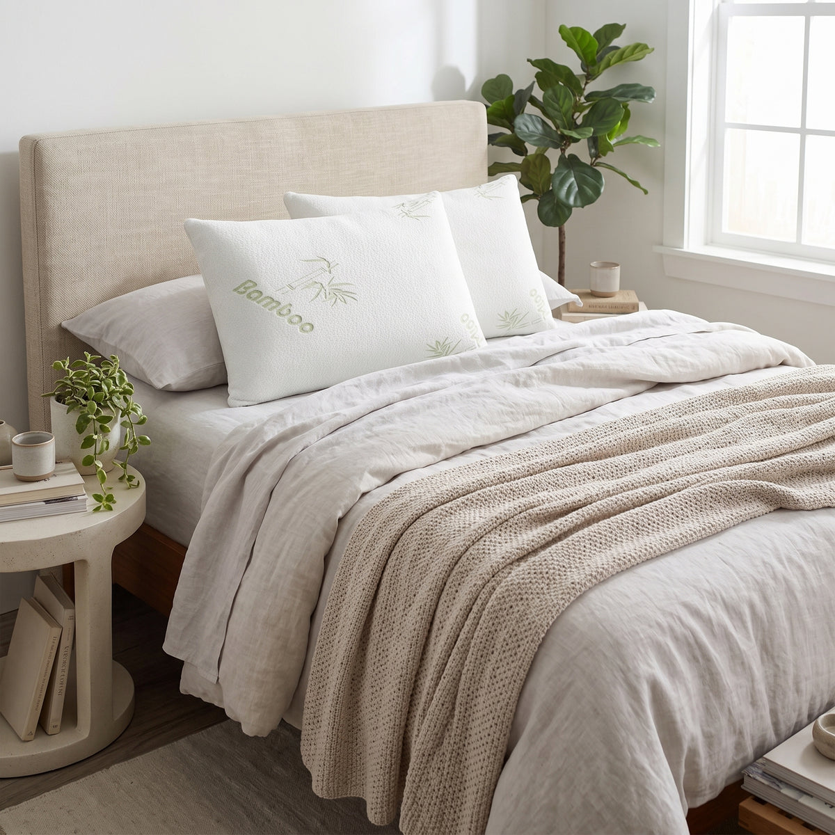 Premium Bamboo Pillow – Soft, Comfortable & Elegant Design
