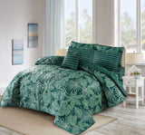 GREEN LEAVES-6/8 Pcs Summer Comforter Set (Light Filling)