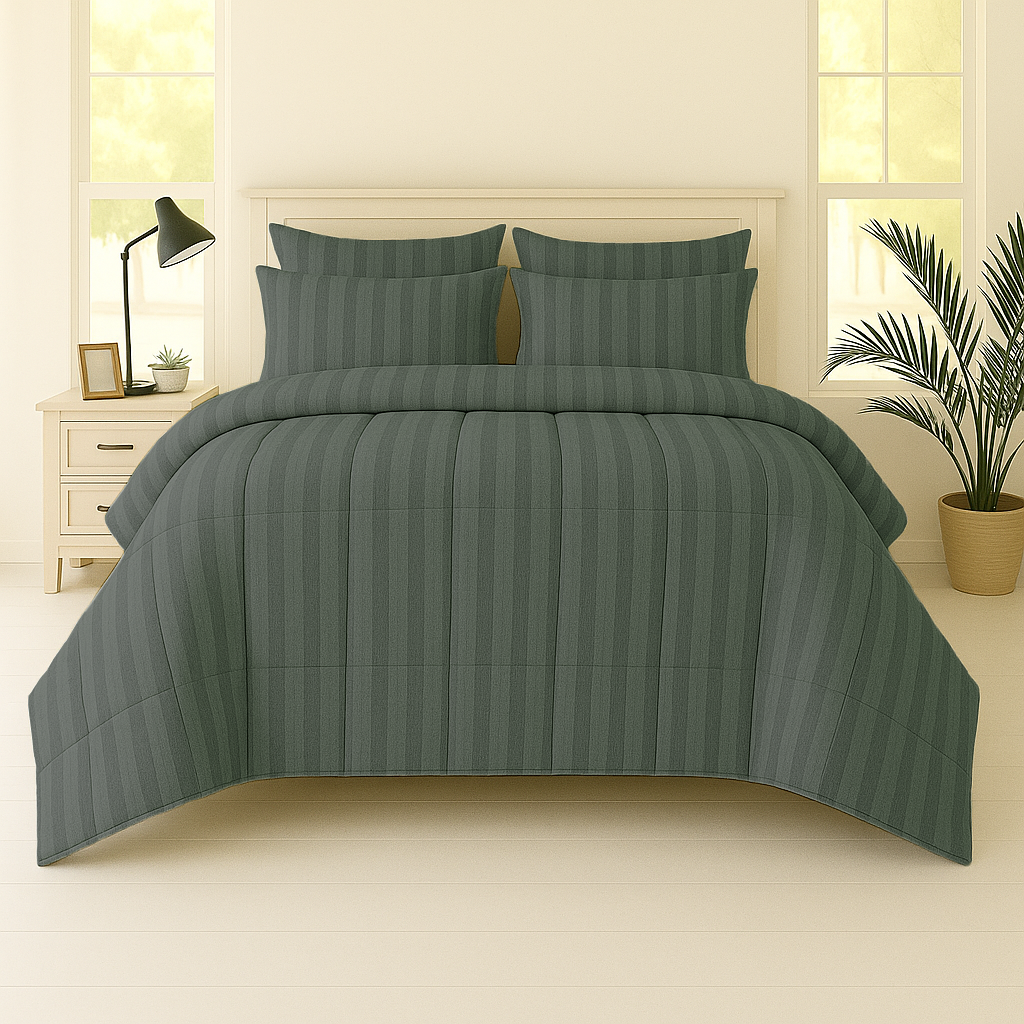 GREY STRIPE- 6pcs Duvet Cover Set (Without Filling)