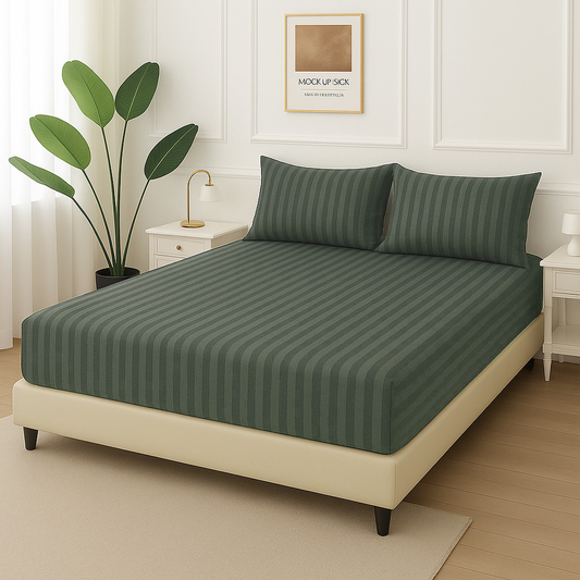 GREY STRIPES- Fitted Bedsheet Set