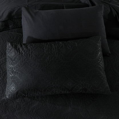 BEDSPREAD Set (Light Filling) - Dark Black Plain