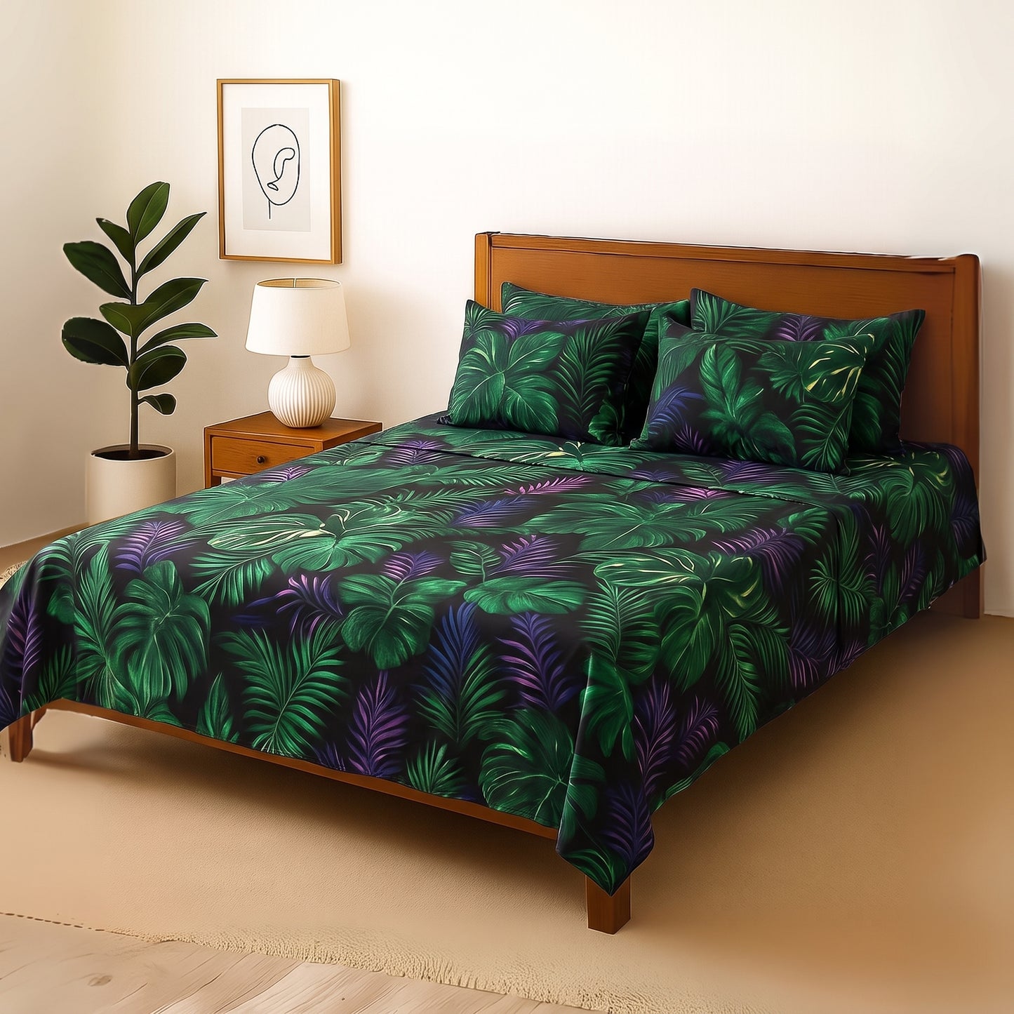Jungle - Bedsheet With 4 Pillow Covers