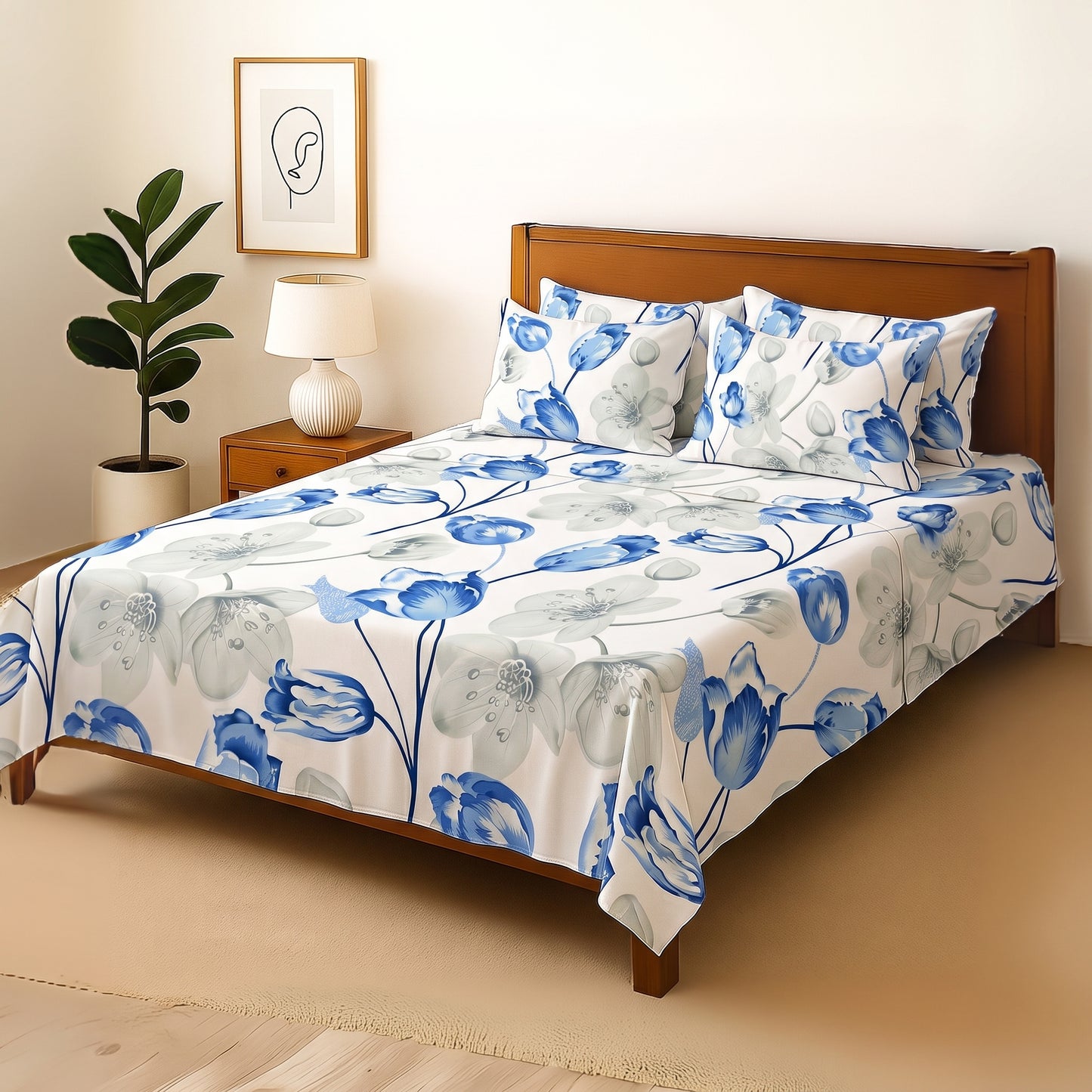 Bluebell Cascade - Bedsheet With 4 Pillow Covers