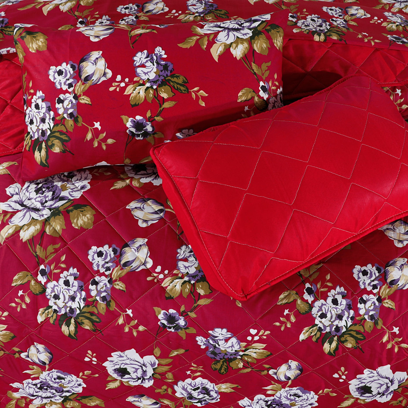 Red Beauty - 6 pcs Summer Comforter Set (Light Filling)