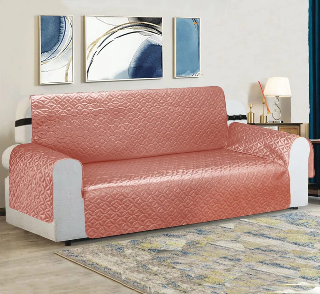 Ultrasonic Quilted Sofa Cover (pink color)