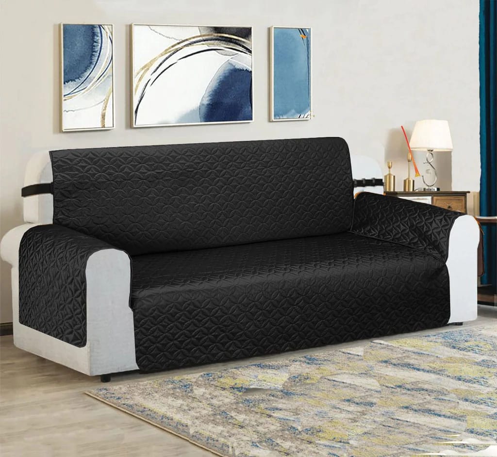 Ultrasonic Cotton Quilted Sofa Cover (black color)