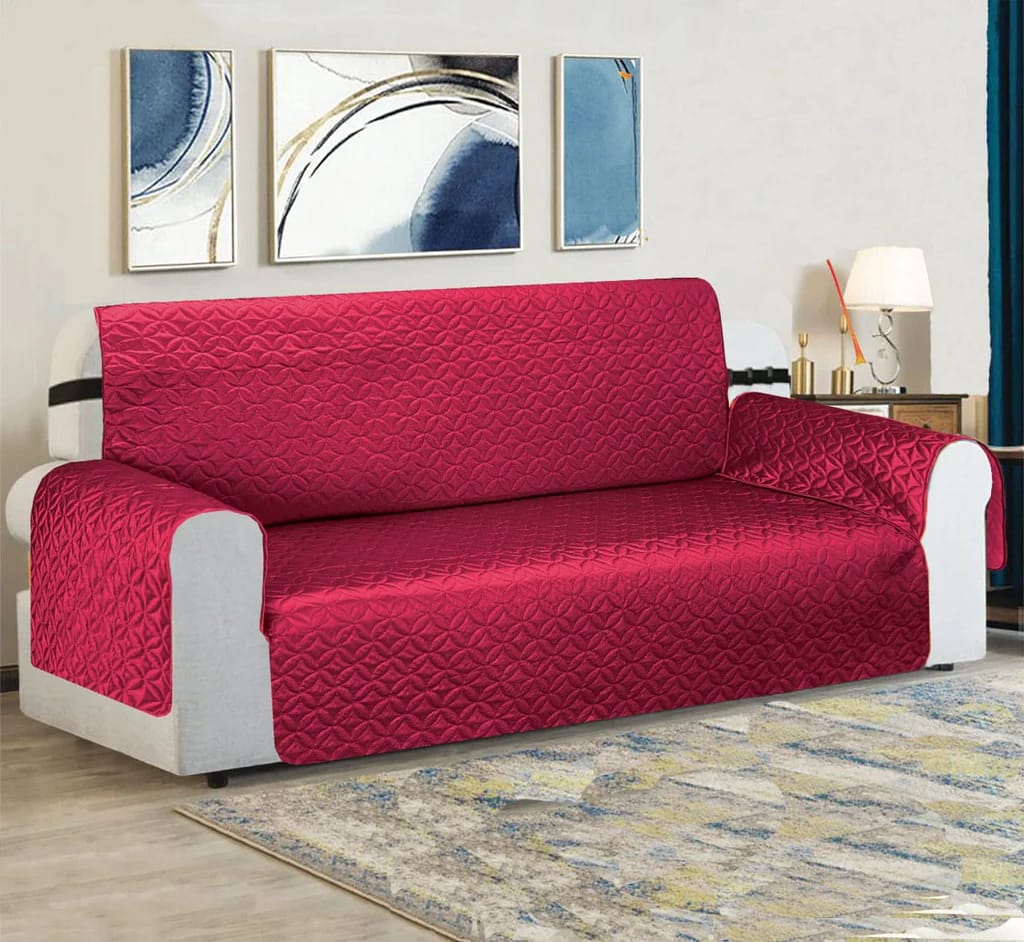 Ultrasonic Quilted Sofa Cover (Red color)