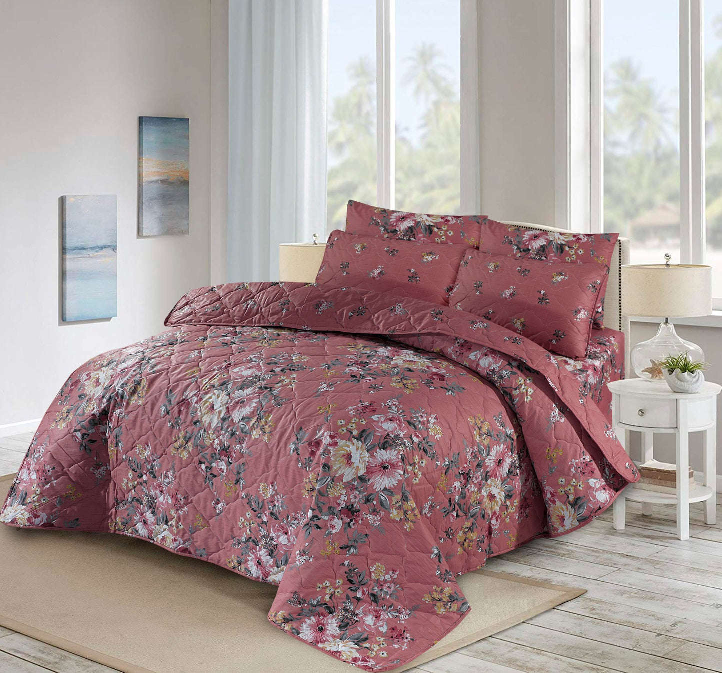 TEA FLOWER-Premium 7pcs Summer Comforter Set (Light Filling)