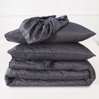 Charcoal Stripe- Premium Summer Comforter Set (Light Filling)