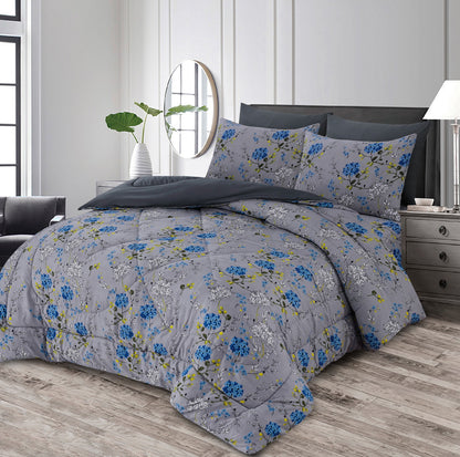 Premium 6pcs Comforter Sets - Grey Tulip