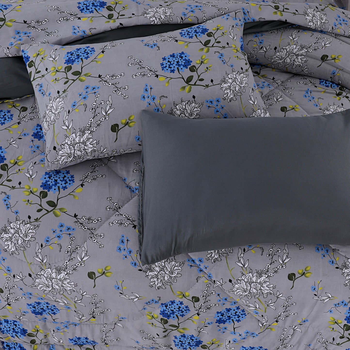 Premium 6pcs Comforter Sets - Grey Tulip