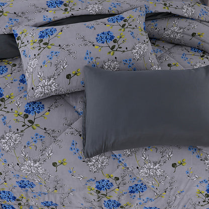 Premium 6pcs Comforter Sets - Grey Tulip