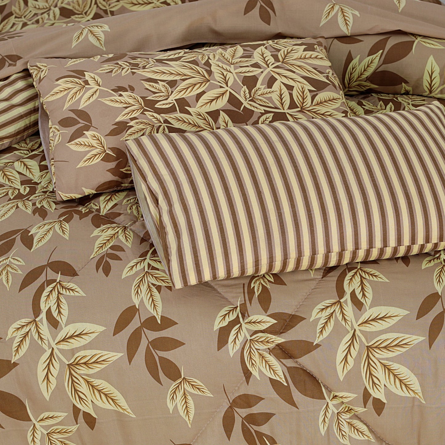 7pcs comforter Set (LIGHT FILLING) - MUSTARY LEAVES