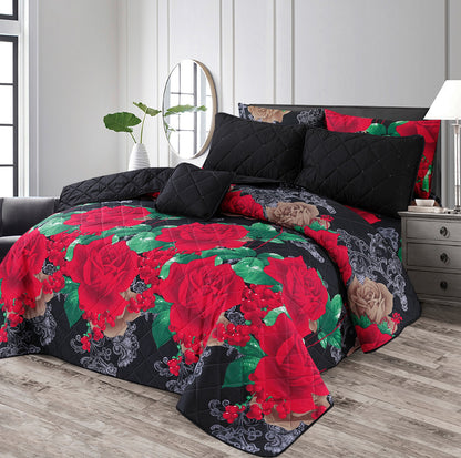 Black Rose - 7pcs PREMIUM Summer Comforter Set (Light Filling)