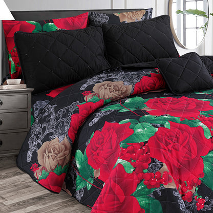 Black Rose - 7pcs PREMIUM Summer Comforter Set (Light Filling)