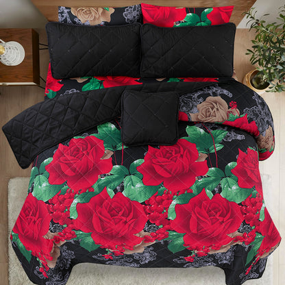 Black Rose - 7pcs PREMIUM Summer Comforter Set (Light Filling)