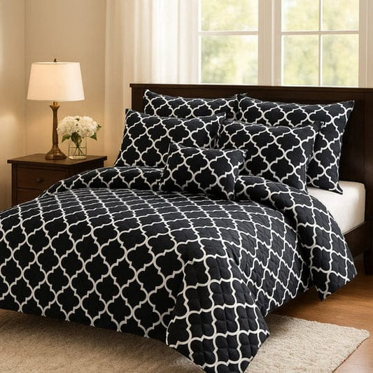 BLACK CHECK -8pcs Summer Comforter Set (Light Filling)