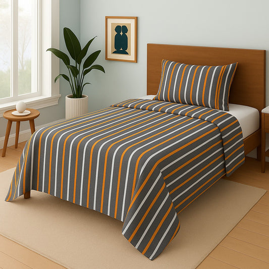 GREY LINES- Single Bedsheet Set
