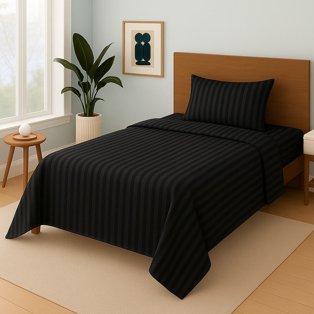 BLACK STRIPE- Single Bedsheet Set