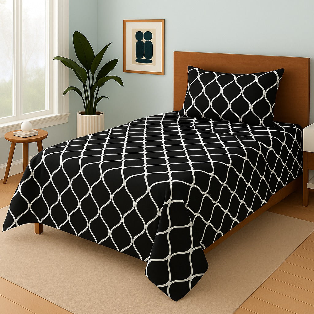 BLACK CHECK- Single Bedsheet Set