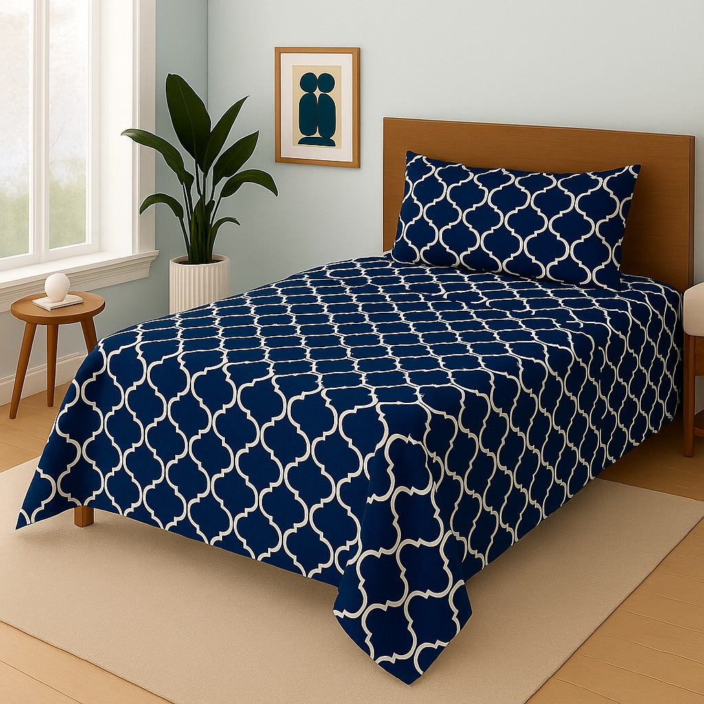 BLUE CHECK- Single Bedsheet Set