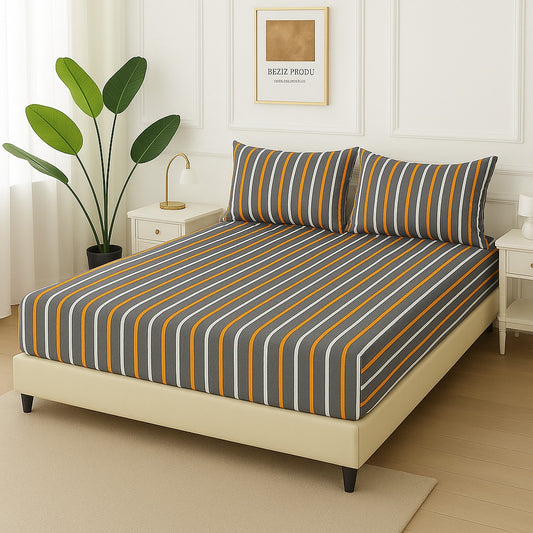 GREY LINES- Fitted Bedsheet Set