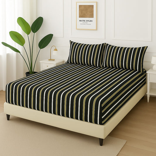 BLACK LINES- Fitted Bedsheet Set