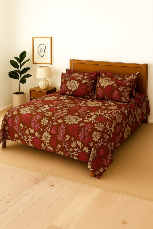 FOREST LEAVES- Bedsheet With 4 Pillow Covers