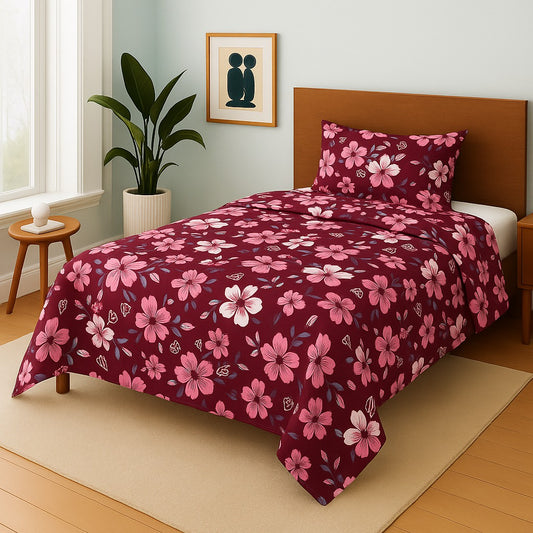 TULIP RED- Single Bedsheet Set