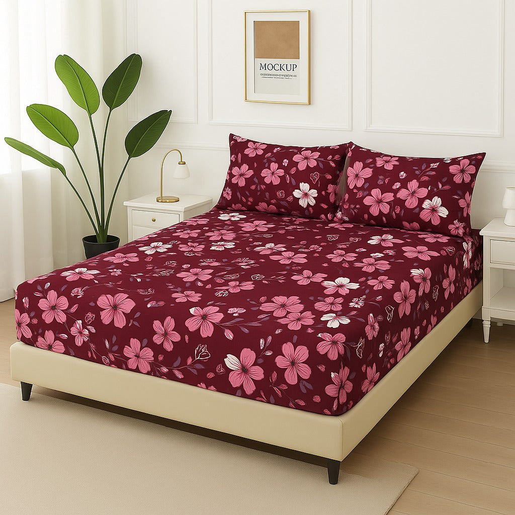 TULIPS RED- Fitted Bedsheet Set