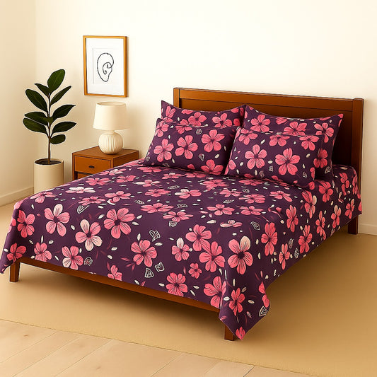 TULIPS FLOWER- Bedsheet With 4 Pillow Covers
