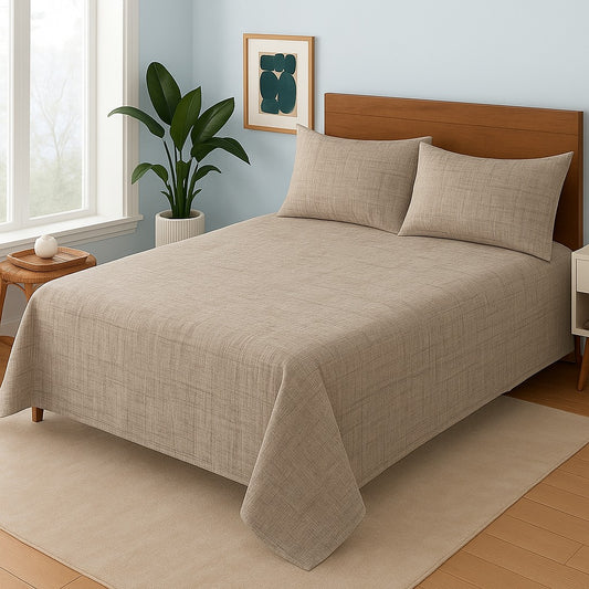 BROWN CHIPS- PURE COTTON PLAIN Bedsheet Set