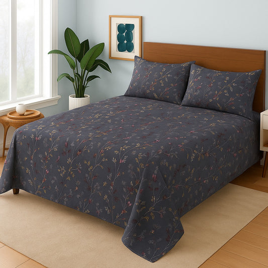 GREY LILIES- Bedsheet Set