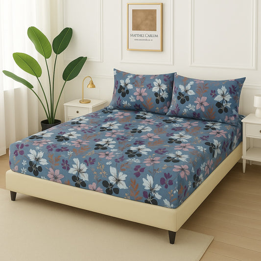 BLUE FLOWER- Fitted Bedsheet Set
