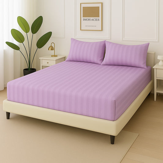 PLUM STRIPE - Fitted Bedsheet Set