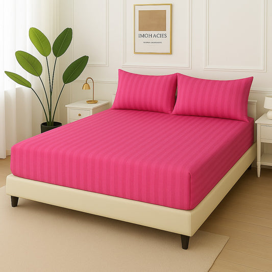 MAJENTA STRIPE - Fitted Bedsheet Set