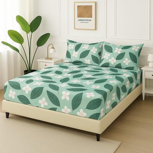 GREEN PATTA - Fitted Bedsheet Set