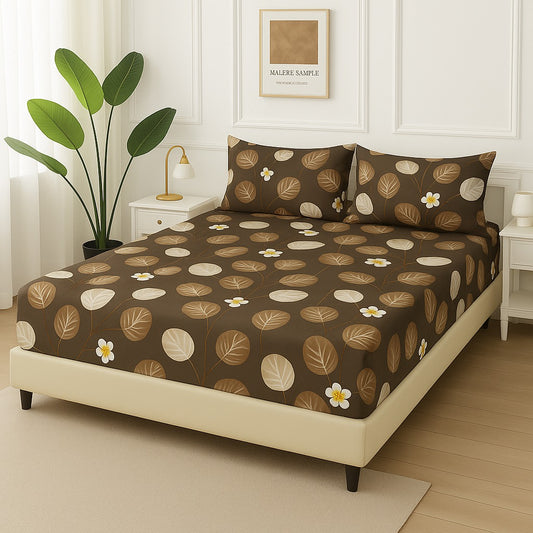 BROWN TULIP- Fitted Bedsheet Set